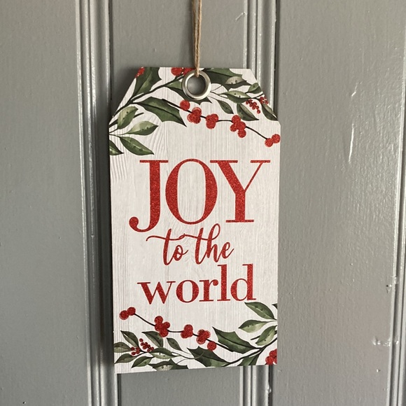 NWT Beautiful Glittered Joy To The World Wooden Holiday Gift Tag Decoration Sign - Picture 1 of 11
